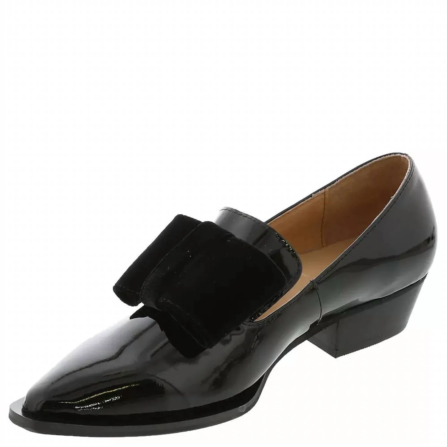 Women's Pat & Bow Slip On Shoes In Black Patent