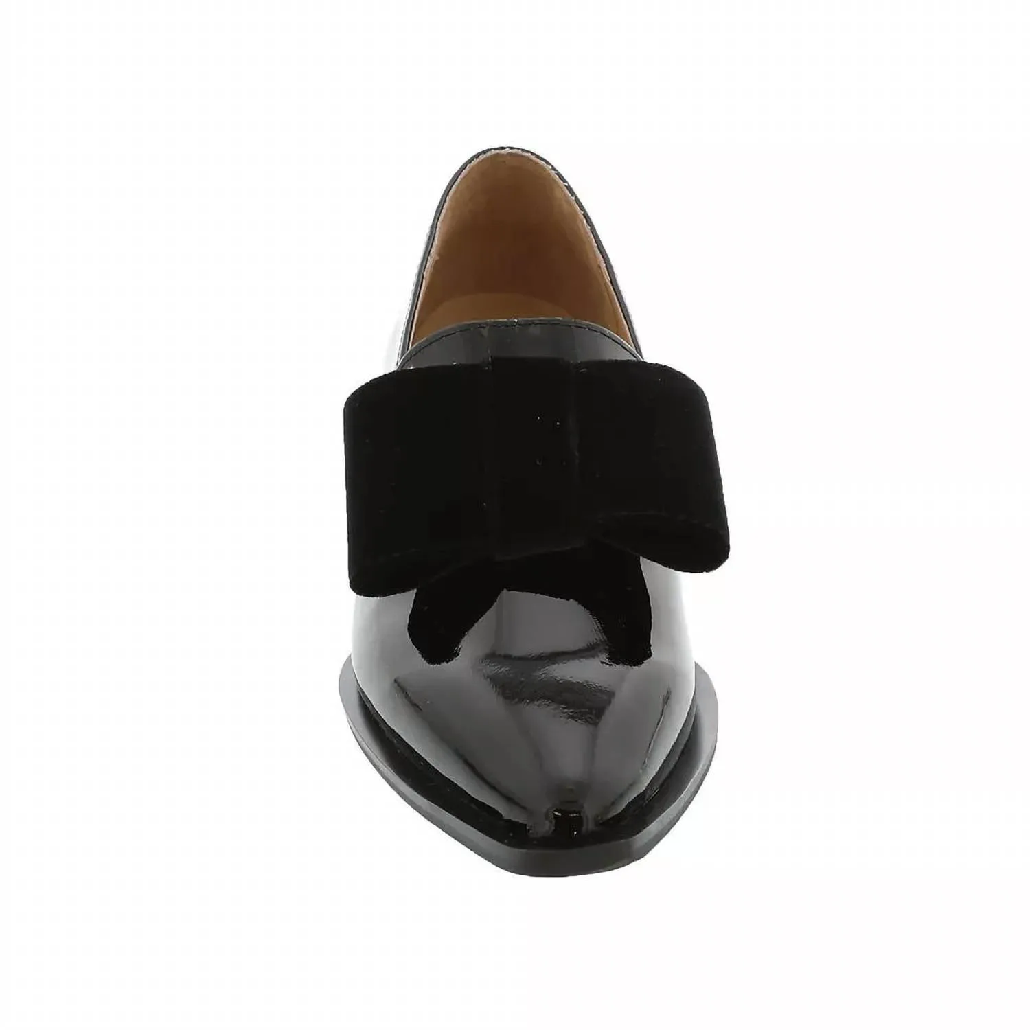 Women's Pat & Bow Slip On Shoes In Black Patent