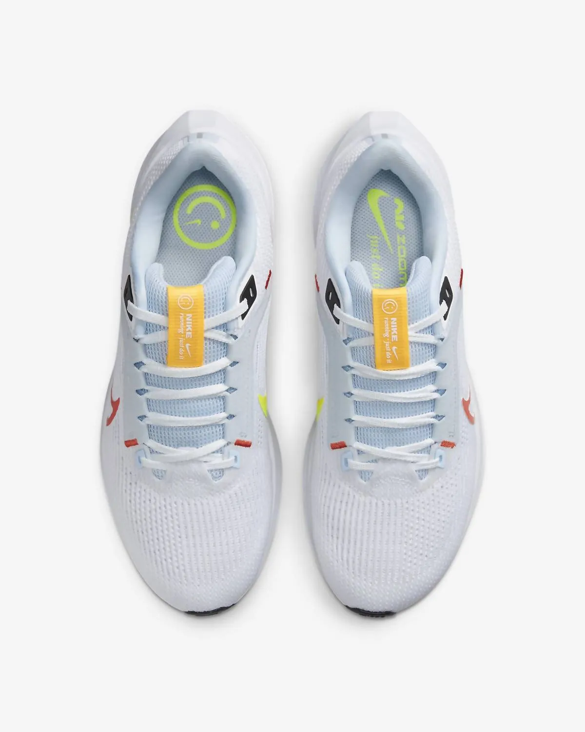 Women's Pegasus 40 Road Running Shoes In White/blue Tint/laser Orange/picante Red