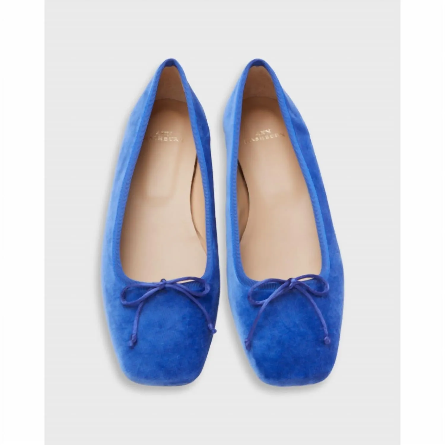 Women's Square Toe Velvet Ballet Shoe In Blue