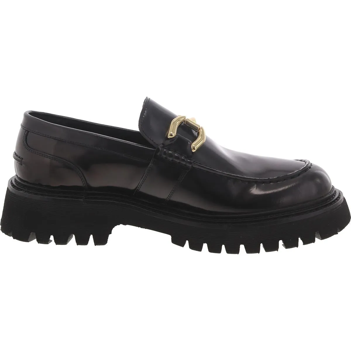 Zylo Womens Patent Leather Lugged Sole Loafers