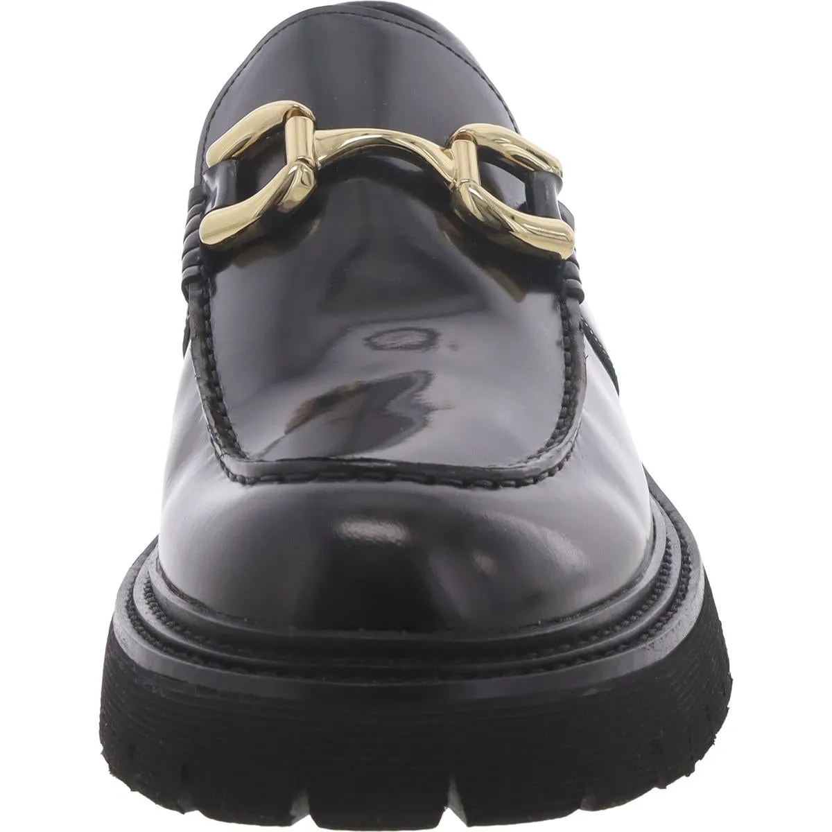 Zylo Womens Patent Leather Lugged Sole Loafers